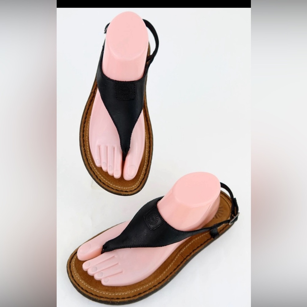 UGG Black Leather sandals women size 5